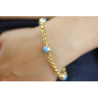 Açık mavi boncuklu bileklik