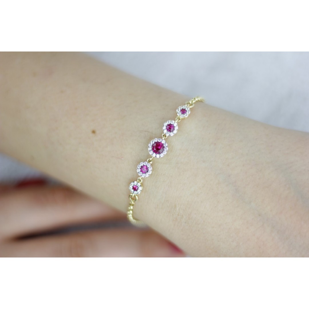 Yakut Renk Taşlı Bileklik BL00732