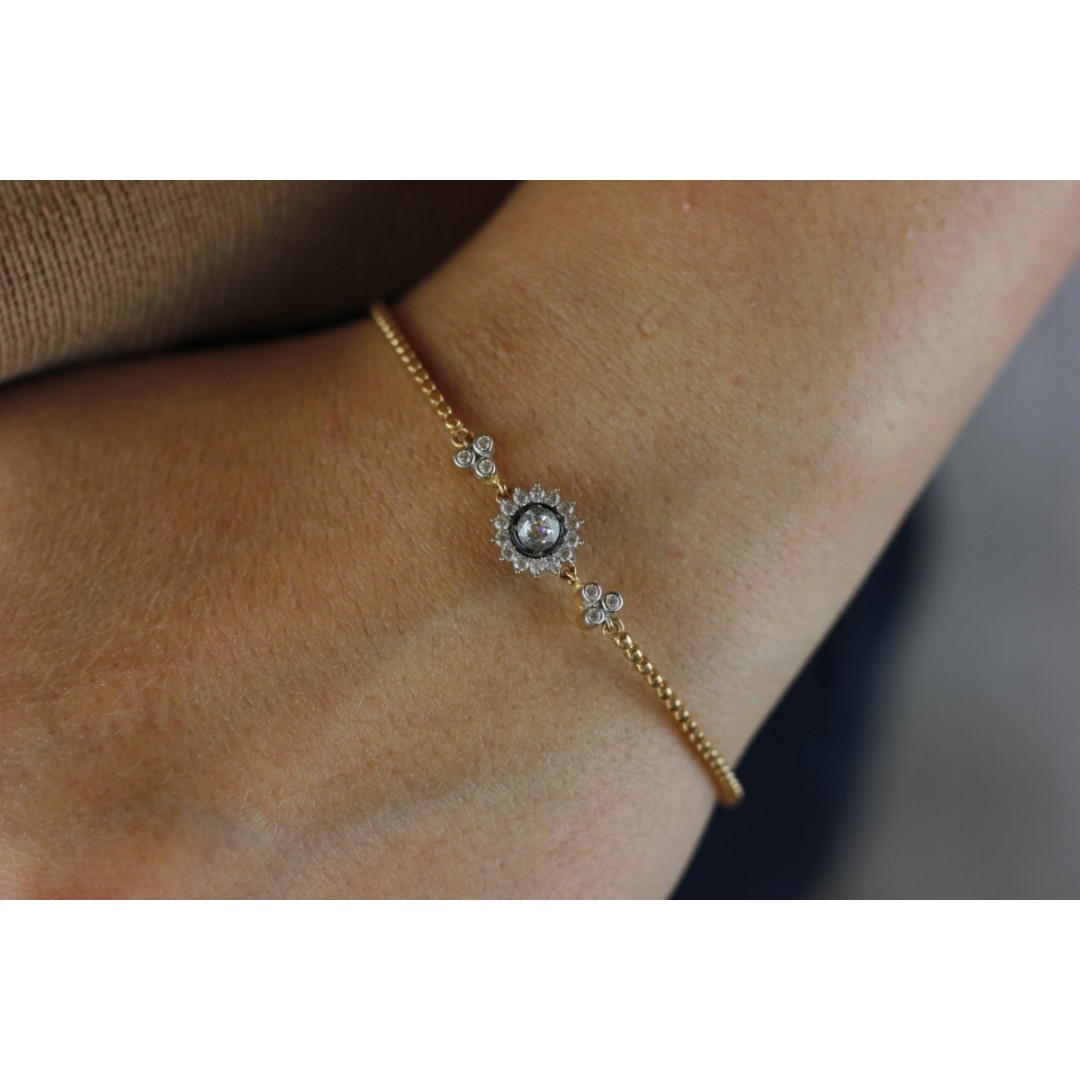 Elmas Montürlü Kelepçe Altın Bileklik BL01809