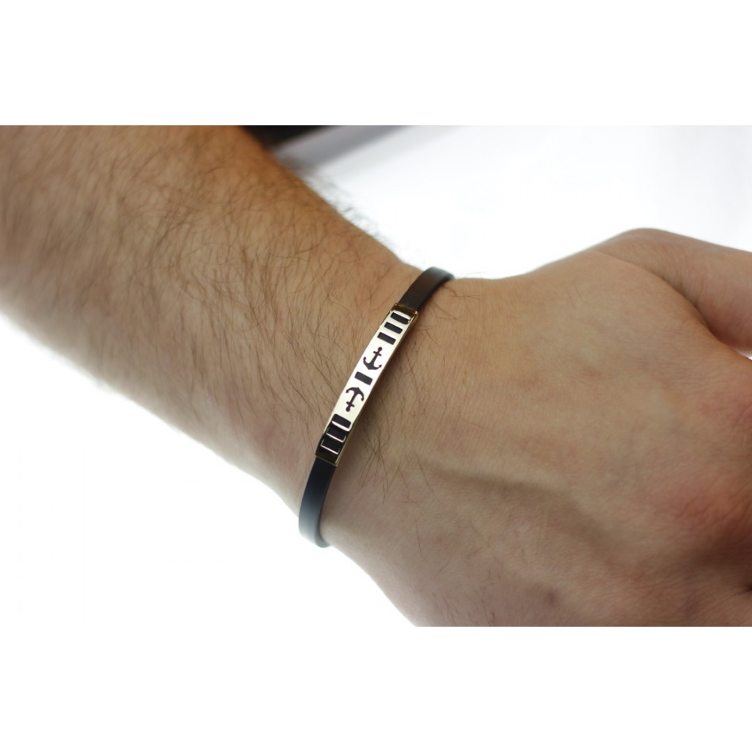 Çapa Kauçuklu Altın Erkek Bilekliği BL02007