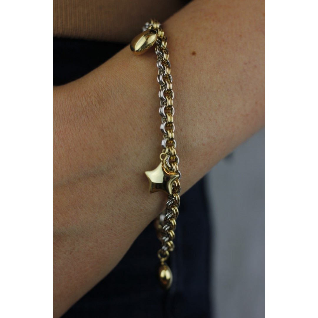 Kalp ve Yıldızlı Altın Bileklik BL02197