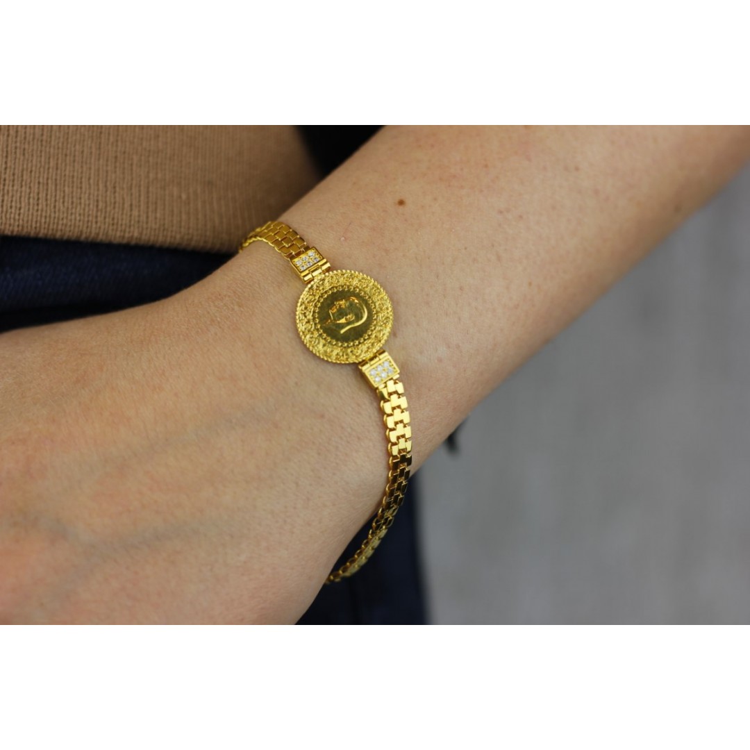 Taşlı Liralı Altın Bileklik BL02397