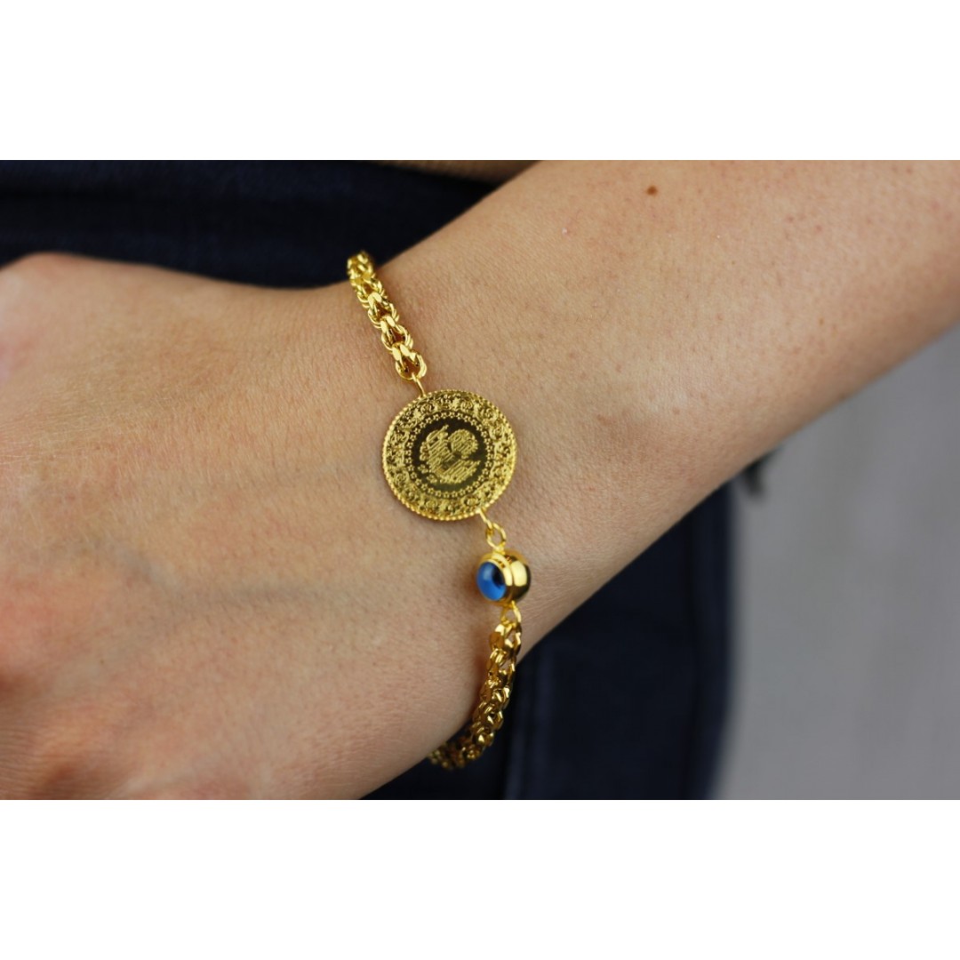 Güverse Zincirli Boncuklu Liralı Bileklik BL02417