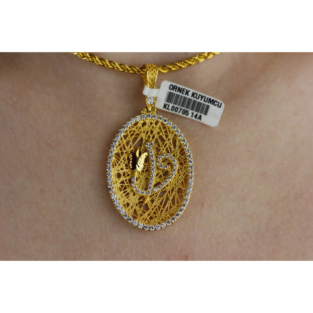 Elif ve Vav Harfli Tuğralı Kolye KL00705