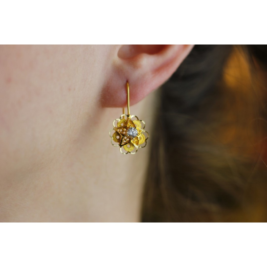 Taşlı Gül Küpe KP01416