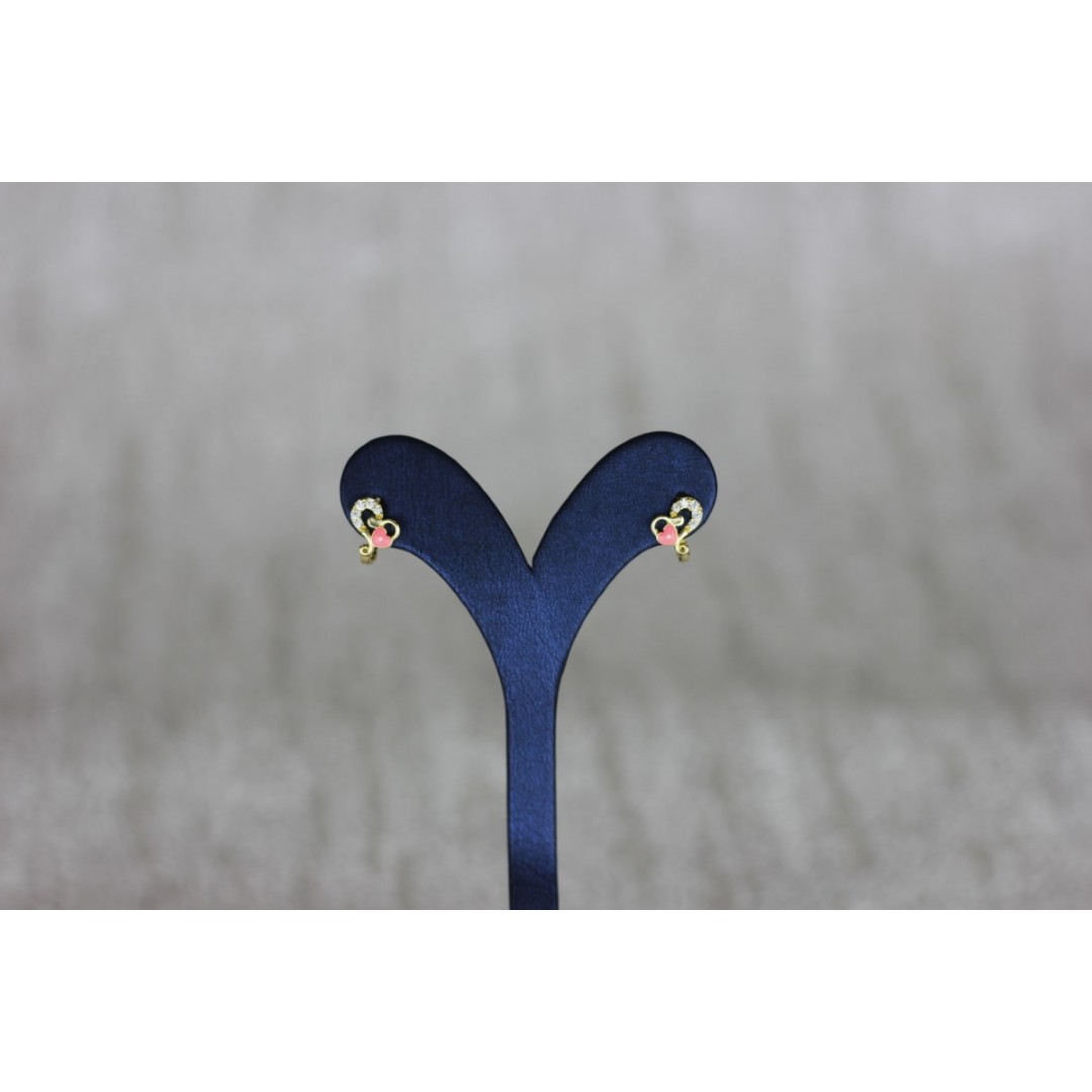 Kalp Desenli Mineli Çocuk Küpesi KP01619