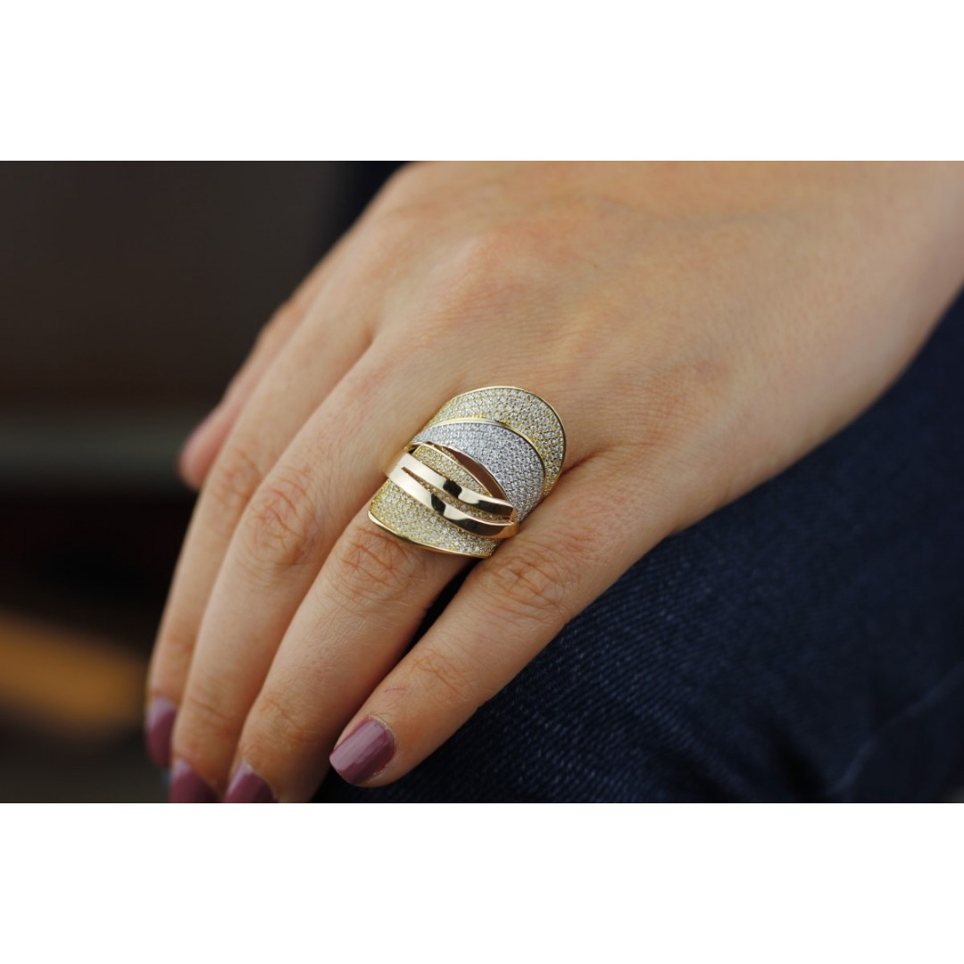 Üç Renk TaşlıAltın Yüzükler | Fantazi yüzük | Tektaş YüzükYZ00114