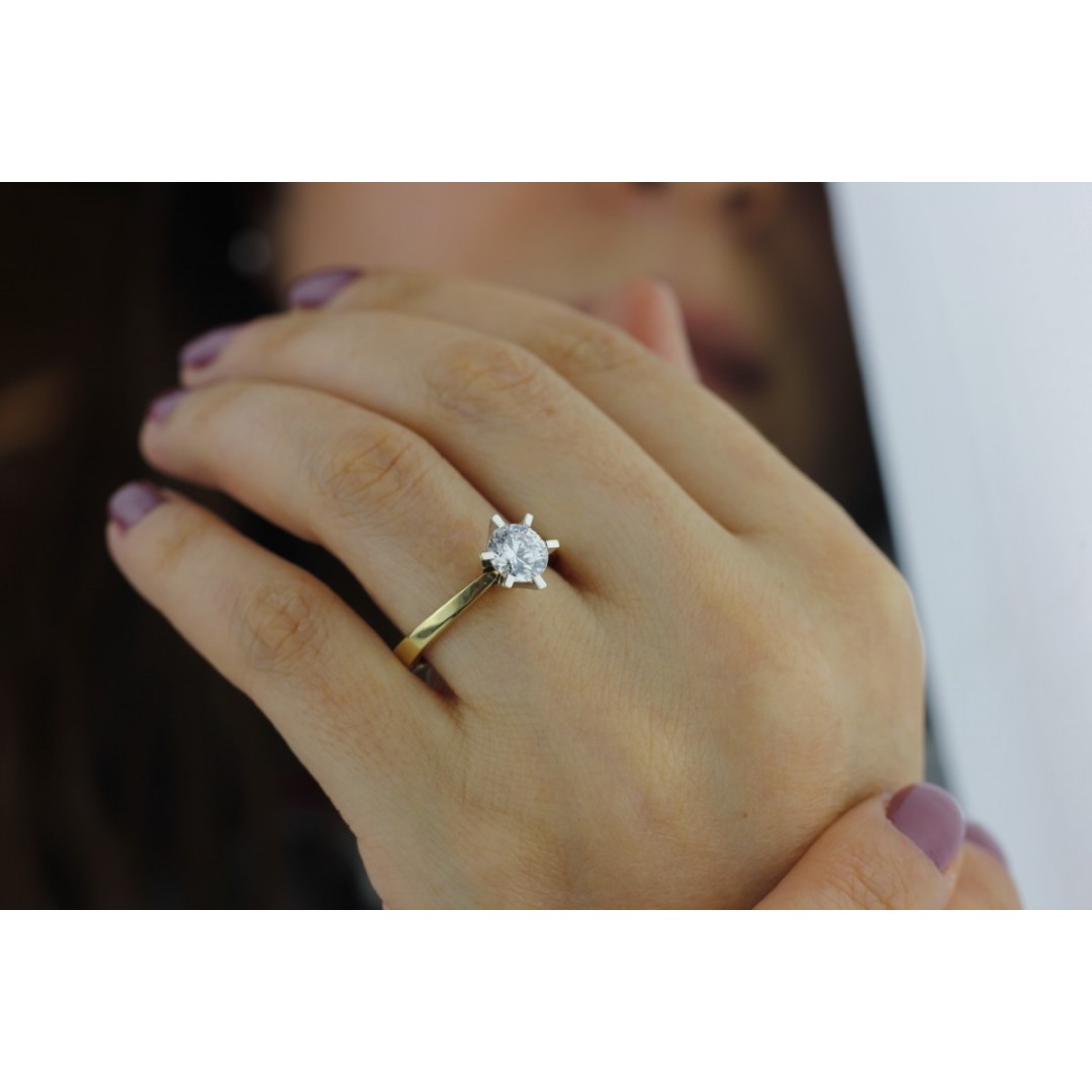 Altı Tırnak SarıAltın Yüzükler | Fantazi yüzük | Tektaş Yüzük YZ00793