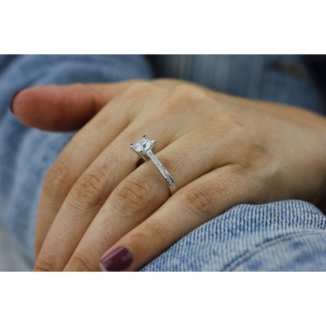 Kolları Taşlı BeyazAltın Yüzükler | Fantazi yüzük | Tektaş Yüzük YZ01197