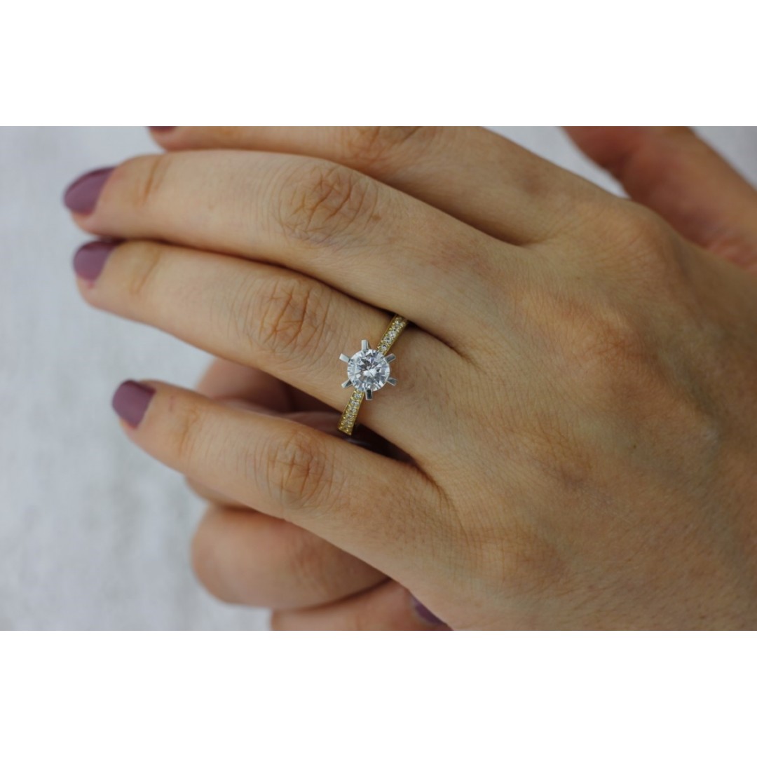 Kolları Taşlı Altı TırnakAltın Yüzükler | Fantazi yüzük | Tektaş Yüzük YZ01310