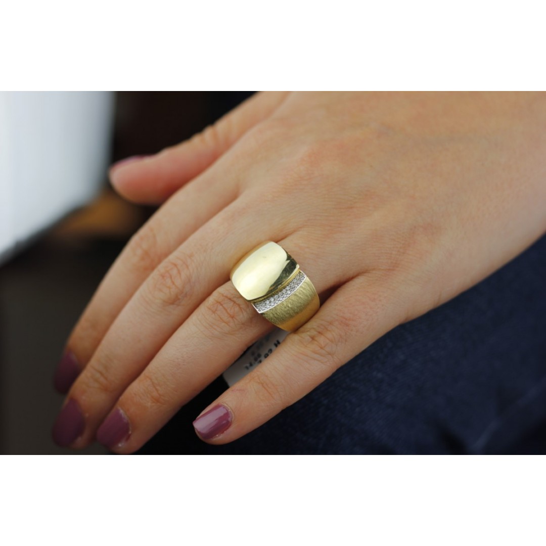 Parlak ve Mat Sarı RenkliAltın Yüzükler | Fantazi yüzük | Tektaş YüzükYZ01476