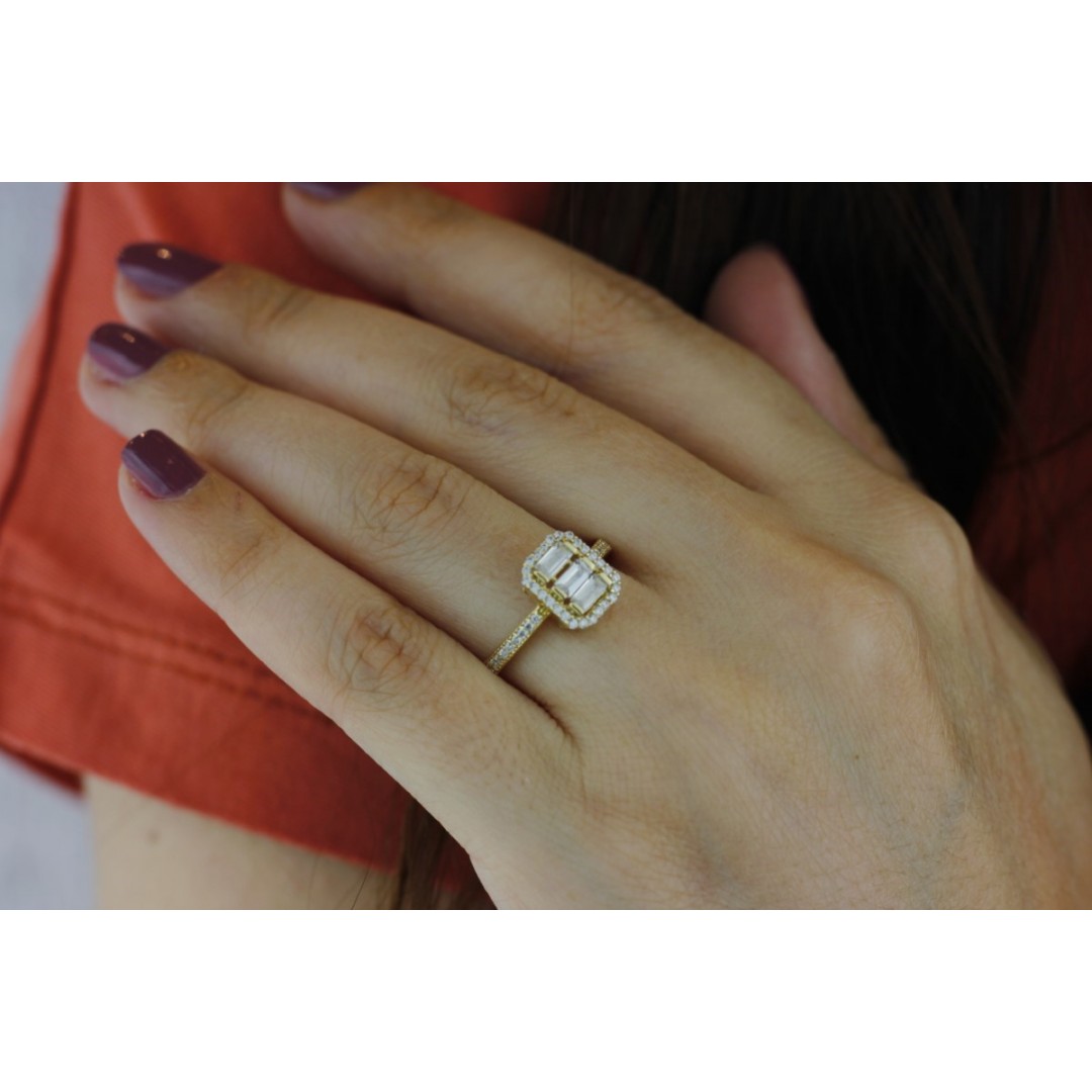 Üçlü Baget Taşlı Yüzük YZ01535