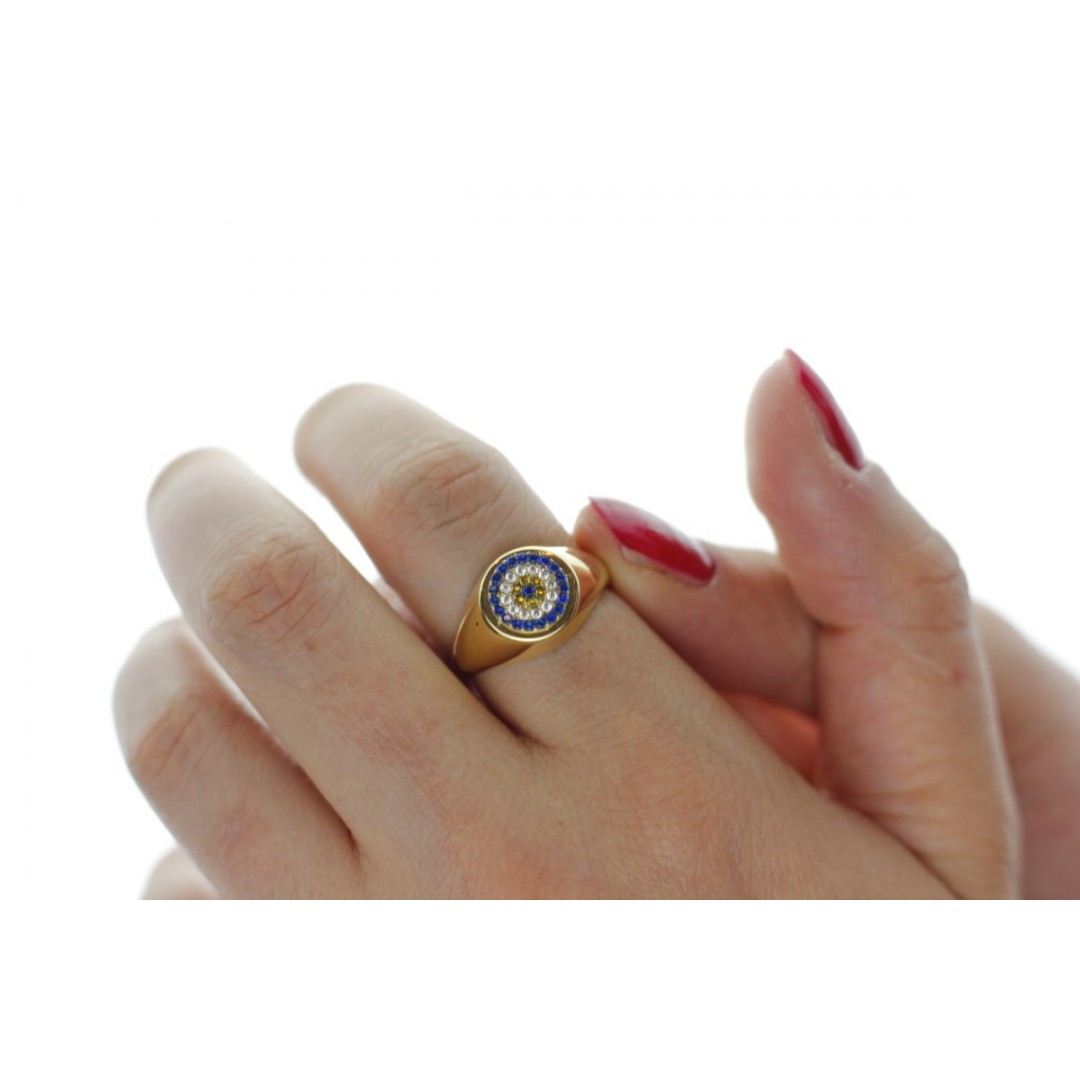 Nazar Boncuğu Figürlü Şovalye Yüzük YZ01542