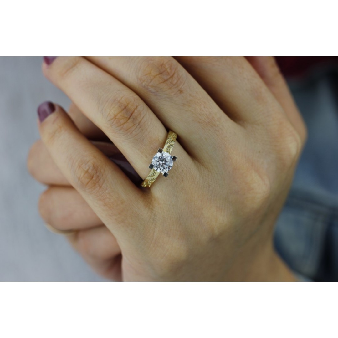 Takoz Tırnak Kolları TaşlıAltın Yüzükler | Fantazi yüzük | Tektaş Yüzük YZ01665