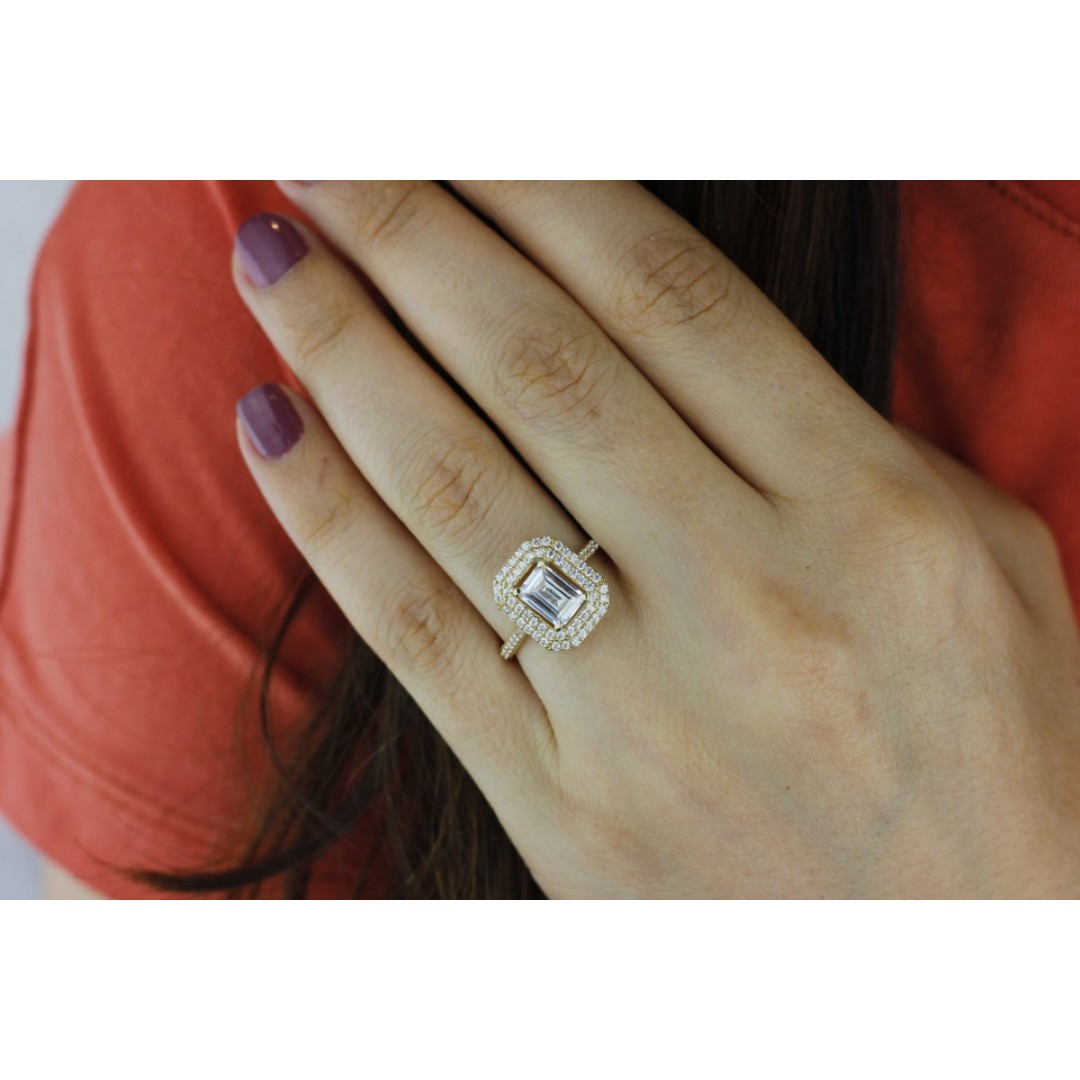 Çift Sıra Taşlı Baget Yüzük YZ01686