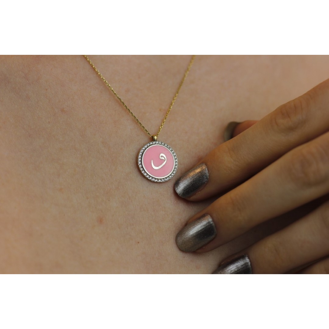 Ebru Sanatı Vav Harfi Kolye ZN00540