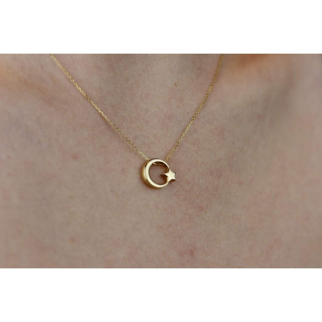 Ay Yıldız Figürlü Kolye ZN01690