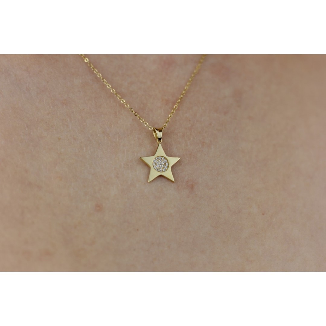 Ortası Taşlı Yıldız Figürlü Kolye ZN02070