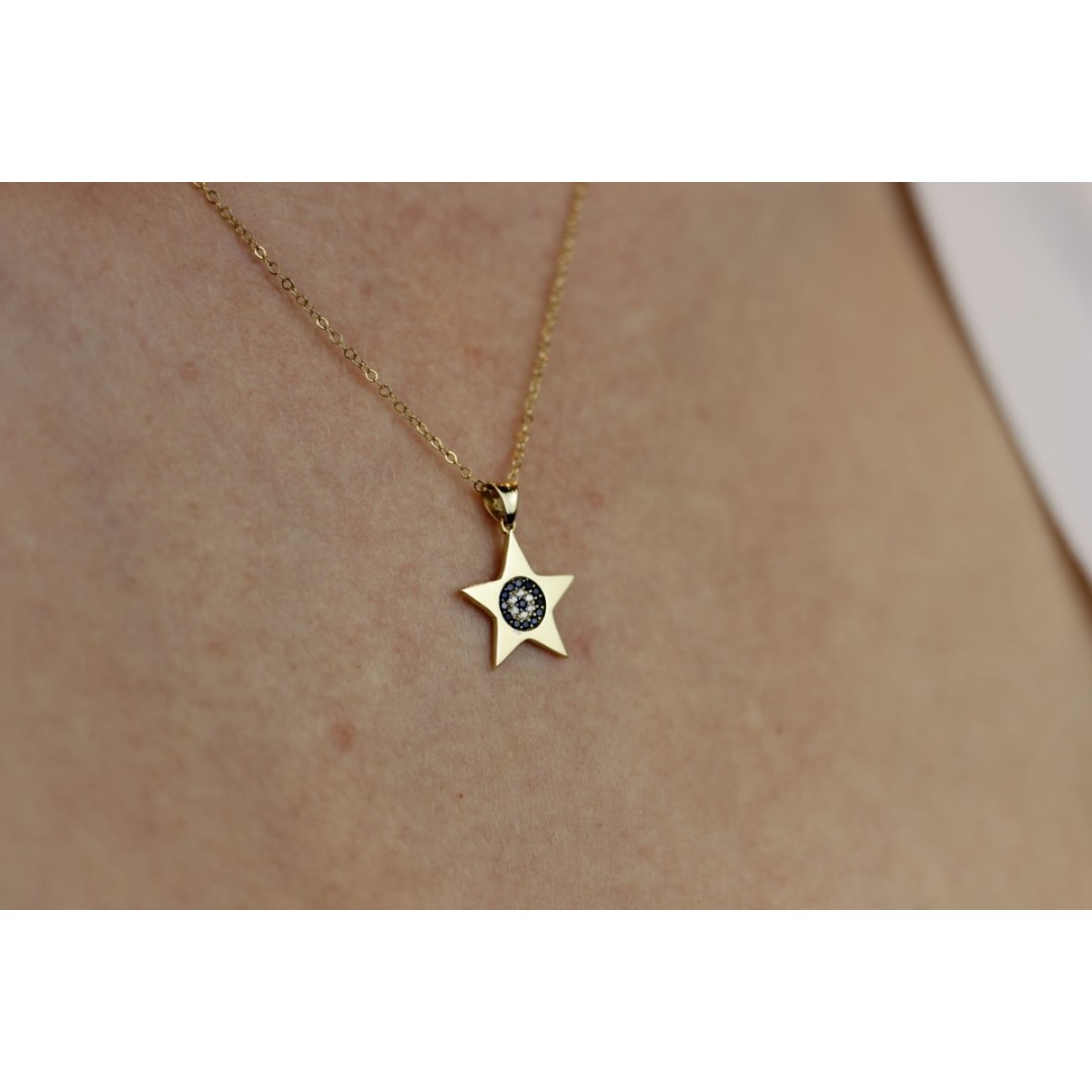 Nazar Boncuklu Yıldız Figürlü Kolye ZN02227