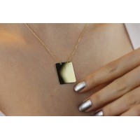 Dikdörtgen Kesim Sade Plaka Kolye ZN02235